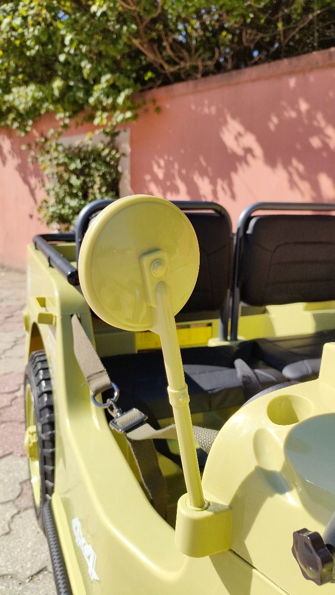 RIRICAR 4x4 Kinder Elektroauto 12V USA Army, 3 sitzer, Elektroauto für Kinder mit 2,4GHz Fernbedienung, MP3/USB/SD, Elektrofahrzeug Kinder ab 3-8 Jahre