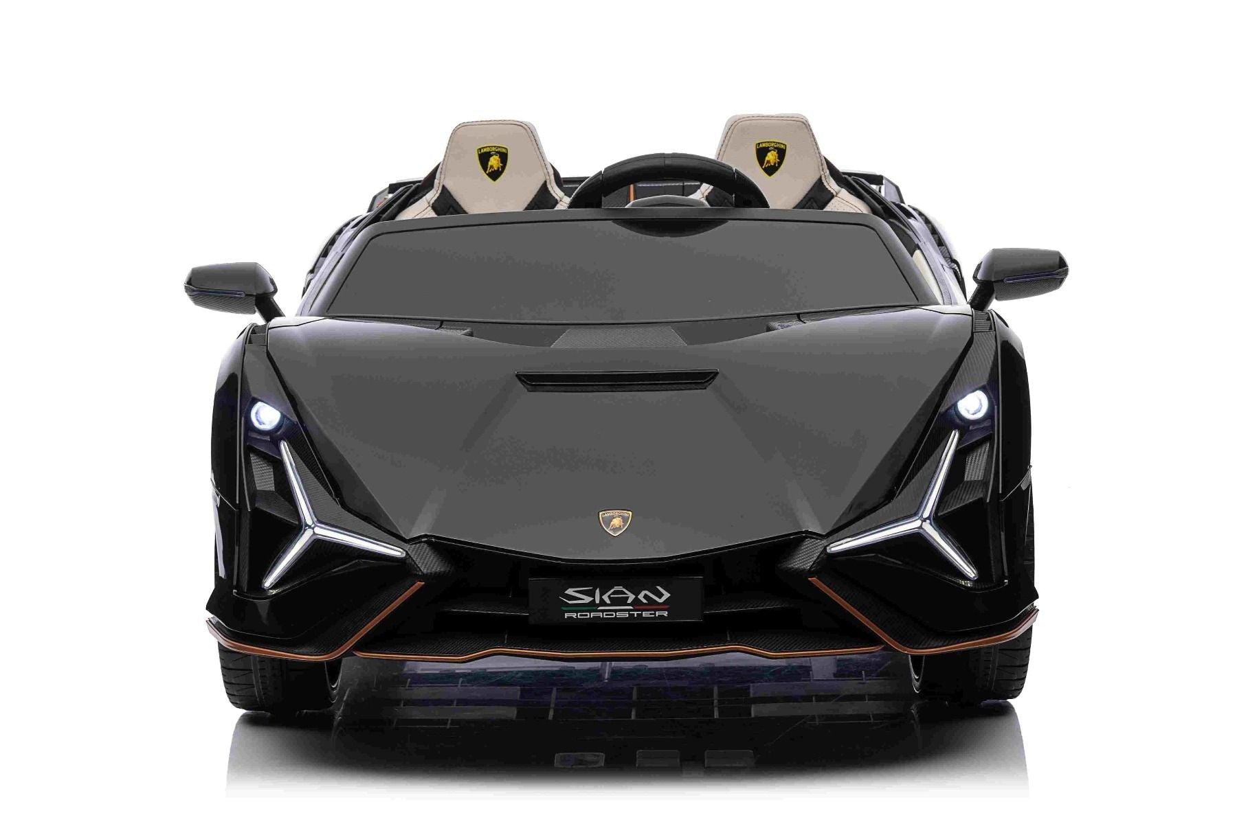 Elektro-Rutschauto Lamborghini Sian 4X4, schwarz, 12 V, 2,4 GHz-Fernbedienung, USB-/AUX-Eingang, Bluetooth, Federung, vertikal öffnende Türen, weiche EVA-Räder, LED-Leuchten, ORIGINAL-Lizenz