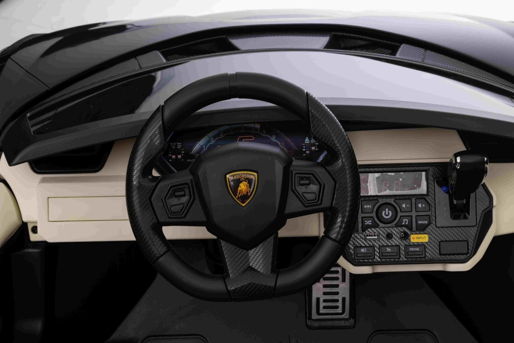 Elektro-Rutschauto Lamborghini Sian 4X4, schwarz, 12 V, 2,4 GHz-Fernbedienung, USB-/AUX-Eingang, Bluetooth, Federung, vertikal öffnende Türen, weiche EVA-Räder, LED-Leuchten, ORIGINAL-Lizenz