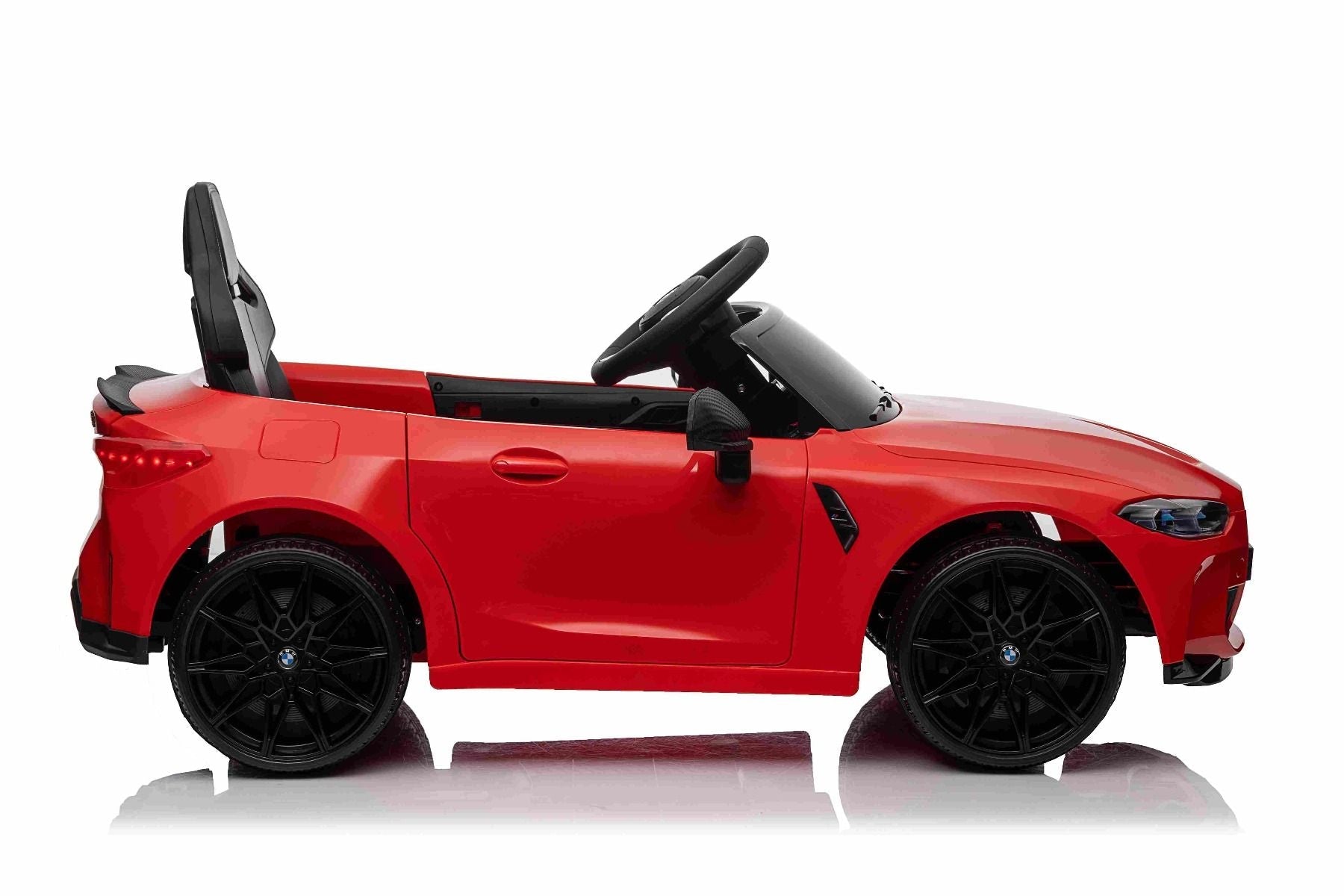 Elektro-Rutschauto BMW M4, rot, 2,4-GHz-Fernbedienung, USB-/Aux-Eingang, Federung, 12-V-Batterie, LED-Leuchten, 2 x Motor, ORIGINAL-Lizenz