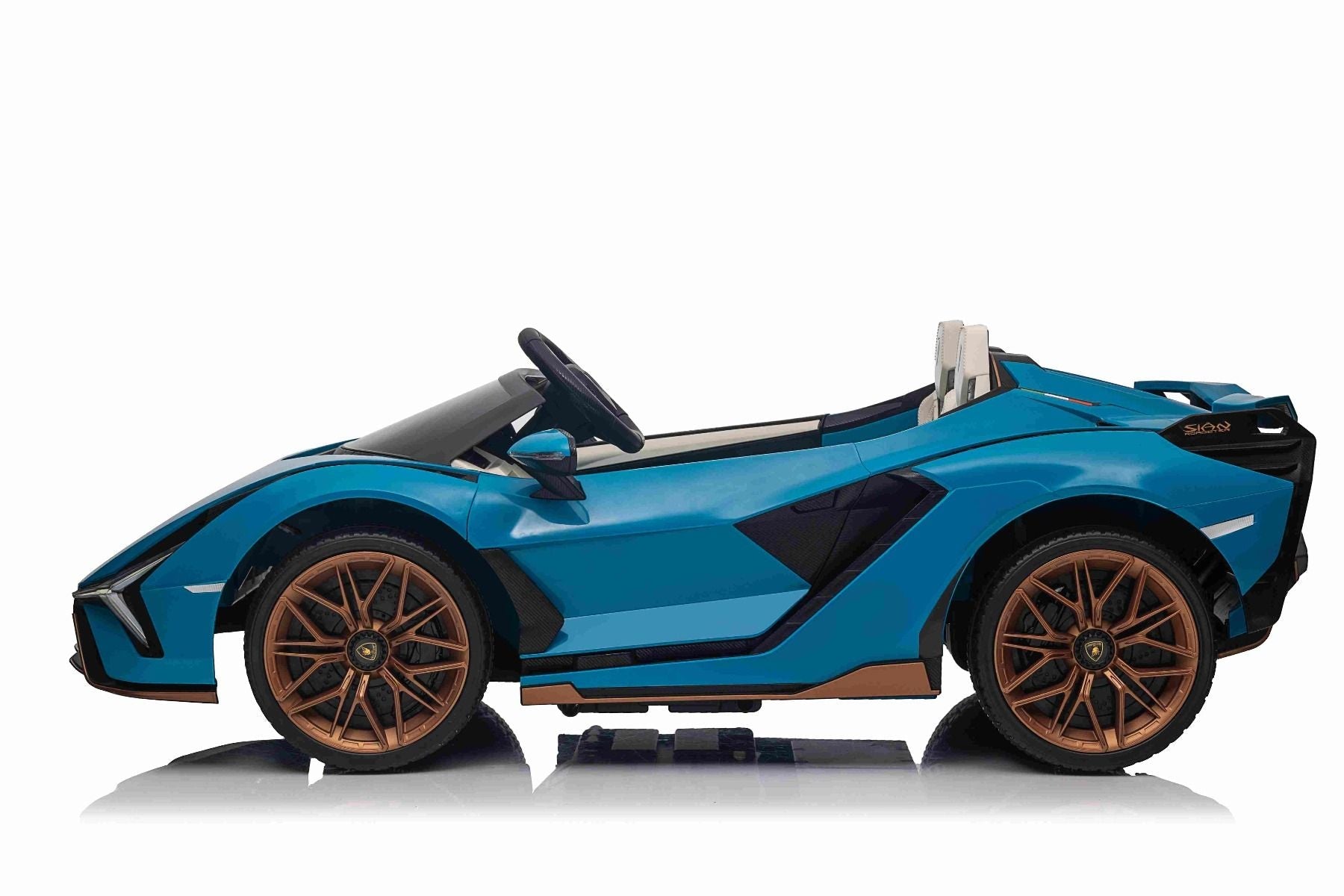 Elektro-Rutschauto Lamborghini Sian 4X4, blau, 12 V, 2,4 GHz-Fernbedienung, USB-/AUX-Eingang, Bluetooth, Federung, vertikal öffnende Türen, weiche EVA-Räder, LED-Leuchten, ORIGINAL-Lizenz