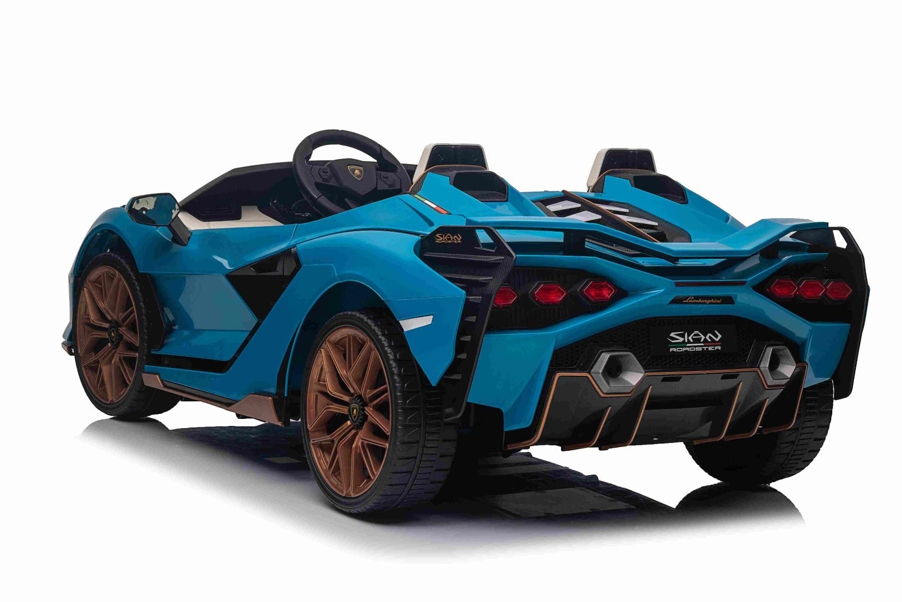 Elektro-Rutschauto Lamborghini Sian 4X4, blau, 12 V, 2,4 GHz-Fernbedienung, USB-/AUX-Eingang, Bluetooth, Federung, vertikal öffnende Türen, weiche EVA-Räder, LED-Leuchten, ORIGINAL-Lizenz