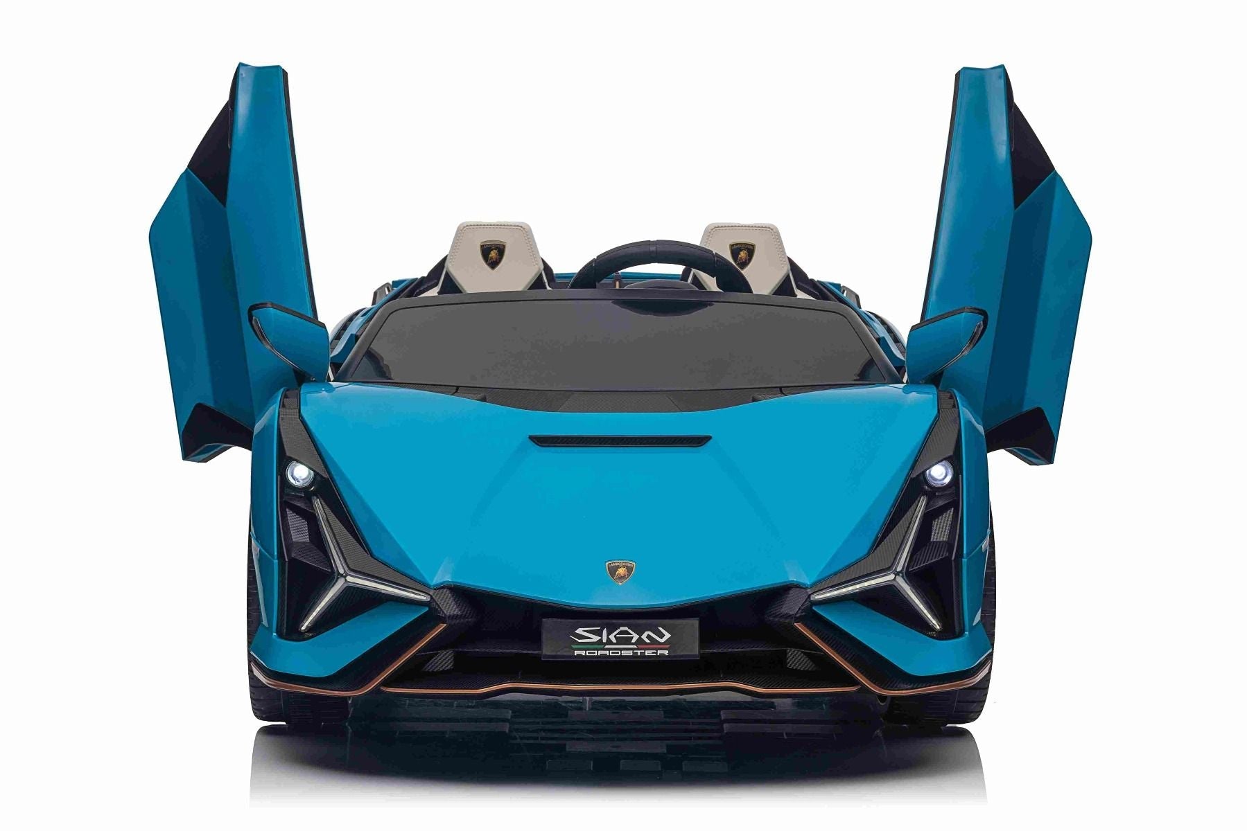 Elektro-Rutschauto Lamborghini Sian 4X4, blau, 12 V, 2,4 GHz-Fernbedienung, USB-/AUX-Eingang, Bluetooth, Federung, vertikal öffnende Türen, weiche EVA-Räder, LED-Leuchten, ORIGINAL-Lizenz