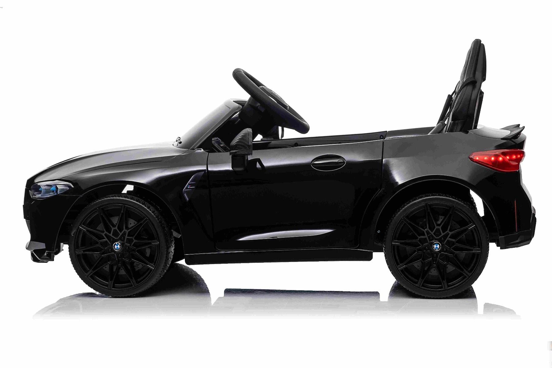 Elektro-Rutschauto BMW M4, schwarz, 2,4-GHz-Fernbedienung, USB-/Aux-Eingang, Federung, 12-V-Batterie, LED-Leuchten, 2 x Motor, ORIGINAL-Lizenz