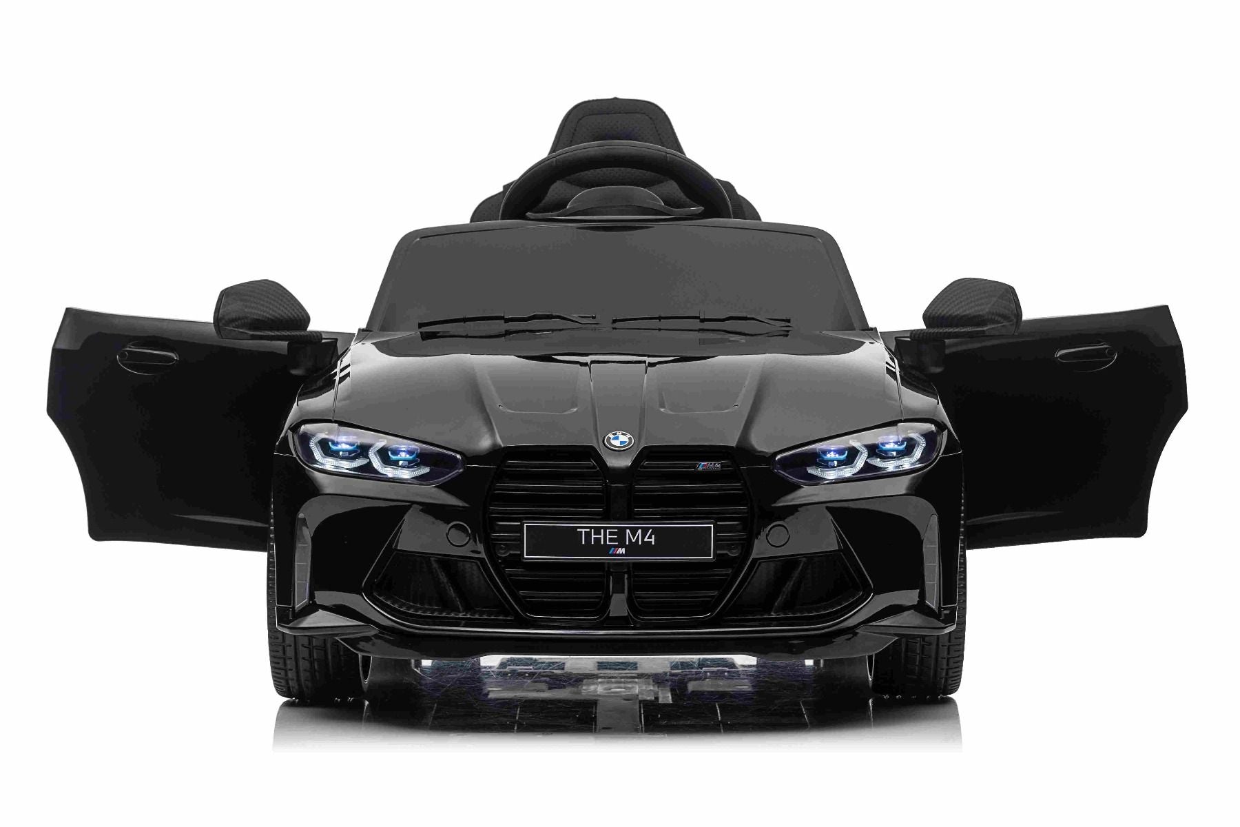 Elektro-Rutschauto BMW M4, schwarz, 2,4-GHz-Fernbedienung, USB-/Aux-Eingang, Federung, 12-V-Batterie, LED-Leuchten, 2 x Motor, ORIGINAL-Lizenz