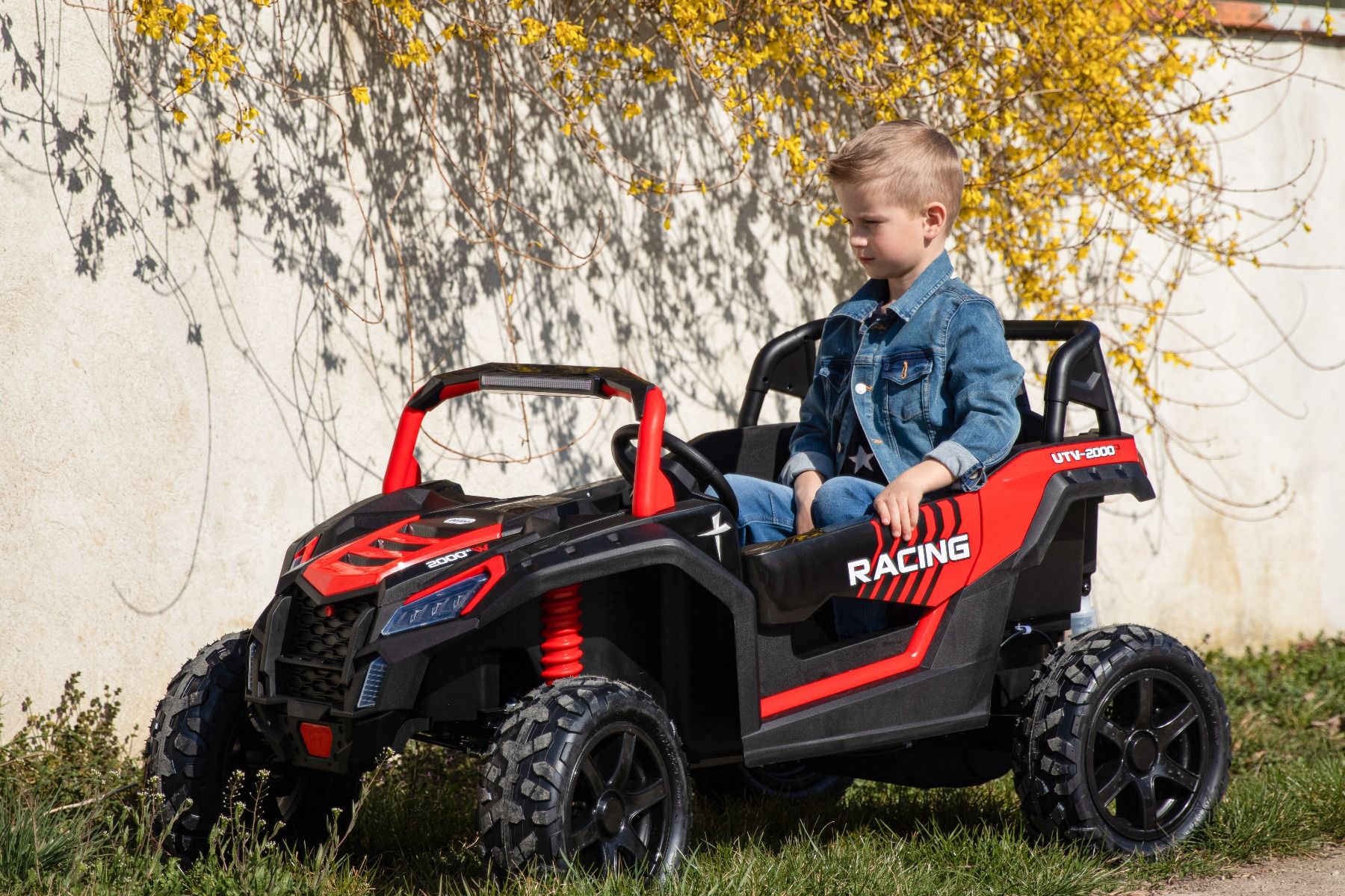 Kinder Elektroauto 24V UTV XXL, rot, elektroauto für kinder 2 sitzer, Ledersitze, 180W Motoren, elektrofahrzeug kinder ab 3 bis 12 jahre