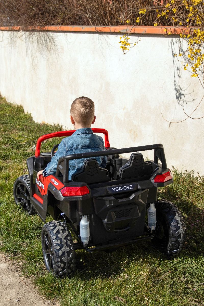 Kinder Elektroauto 24V UTV XXL, rot, elektroauto für kinder 2 sitzer, Ledersitze, 180W Motoren, elektrofahrzeug kinder ab 3 bis 12 jahre