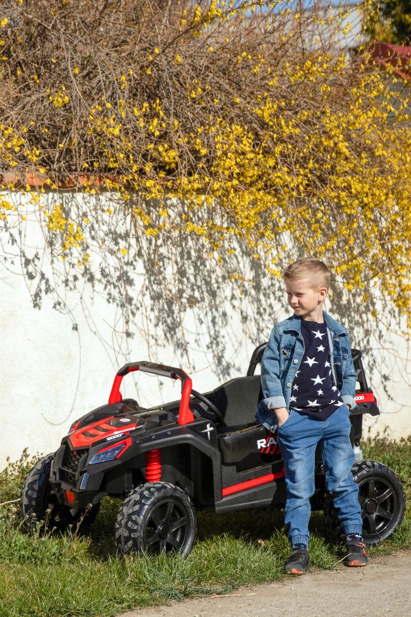 Kinder Elektroauto 24V UTV XXL, rot, elektroauto für kinder 2 sitzer, Ledersitze, 180W Motoren, elektrofahrzeug kinder ab 3 bis 12 jahre