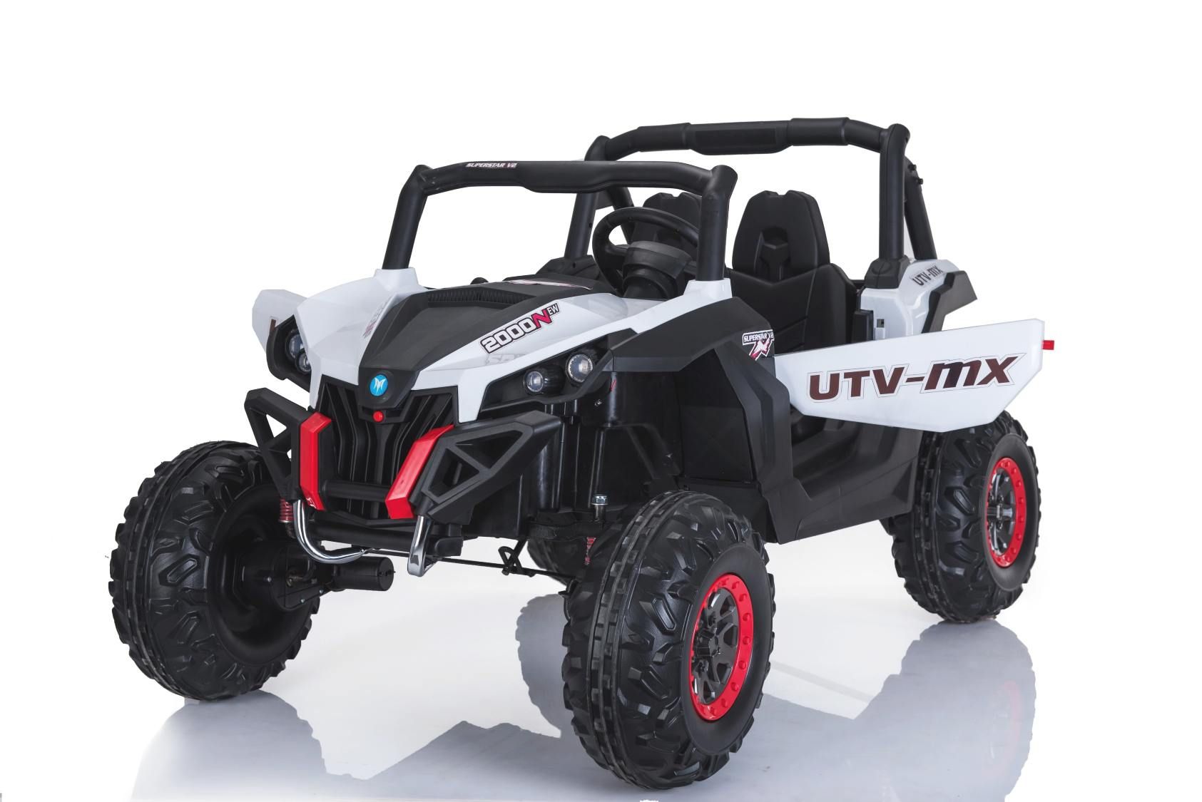 RIRICAR Kinderauto Elektro 2 Sitzer 4x4 mit 2,4-GHz Fernbedienung, NEU RSX elektroauto für kinder Buggy, Weiss, 36 Elektrofahrzeug kinder ab Monate - 8 Jahre, 2x12 V Batterie