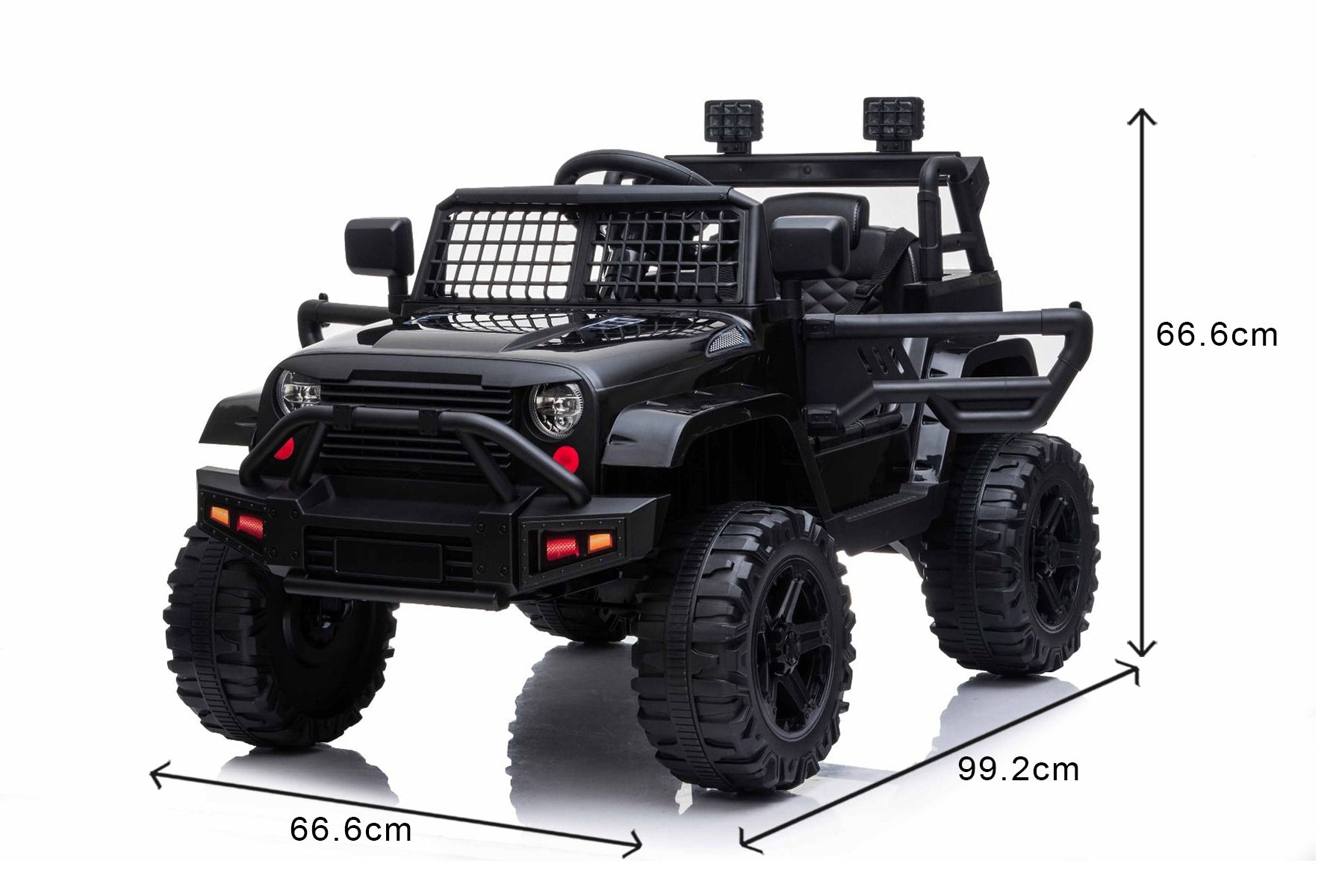 Kinder Elektroauto 12V Offroad Modell 2023 schwarz, hohes Fahrgestell, breiter Sitz, hängende Achsen, Elektroauto für kinder mit 2,4-GHz-Fernbedienung, MP3/USB , LED-Leuchten, elektroauto kinder ab 3-8 jahre
