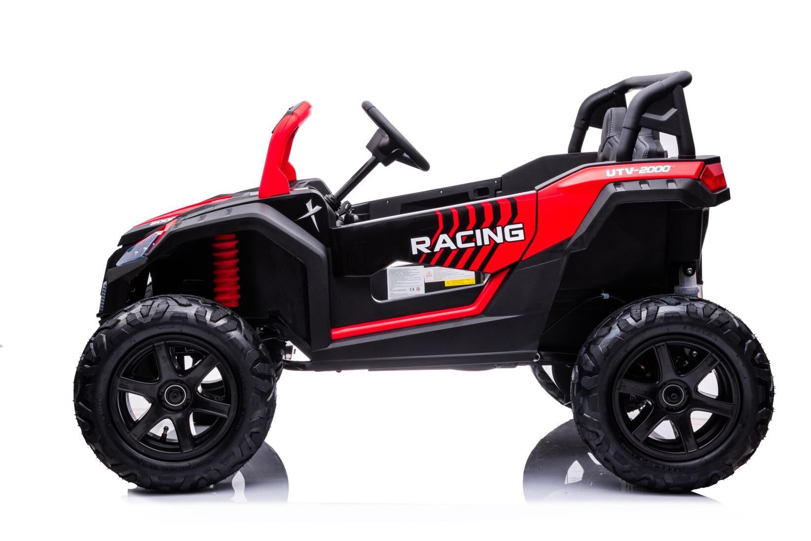 Kinder Elektroauto 24V UTV XXL, rot, elektroauto für kinder 2 sitzer, Ledersitze, 180W Motoren, elektrofahrzeug kinder ab 3 bis 12 jahre